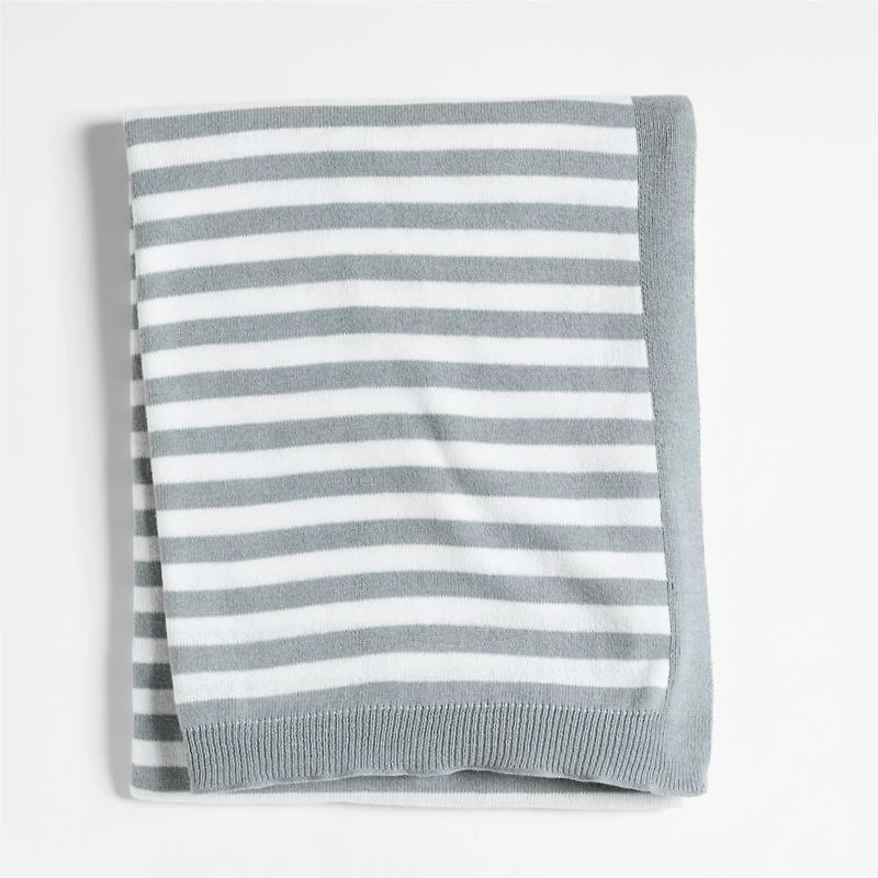 Sweater Stripe Organic Cotton Knit Baby Stroller Blanket