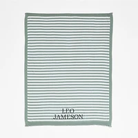 Sweater Stripe Green Organic Cotton Knit Baby Stroller Blanket