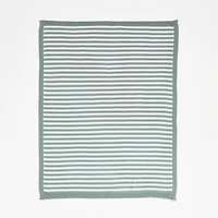 Sweater Stripe Green Organic Cotton Knit Baby Stroller Blanket