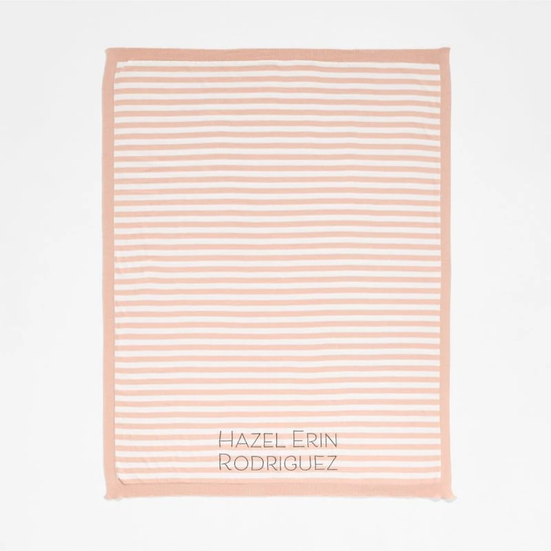 Sweater Stripe Pink Organic Cotton Knit Baby Stroller Blanket