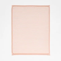 Sweater Stripe Pink Organic Cotton Knit Baby Stroller Blanket