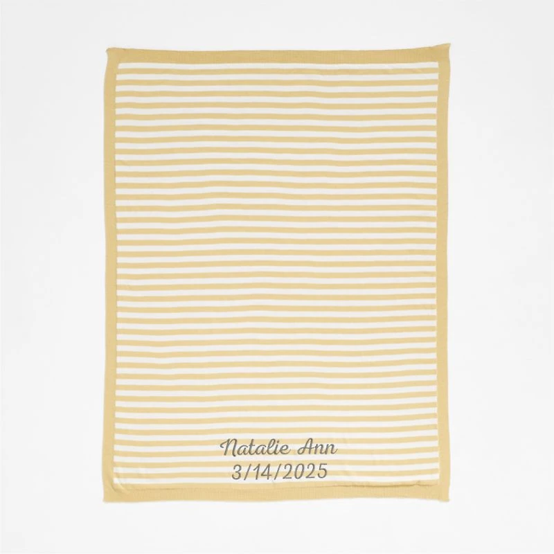 Sweater Stripe Straw Yellow Organic Cotton Knit Baby Stroller Blanket