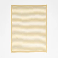 Sweater Stripe Straw Yellow Organic Cotton Knit Baby Stroller Blanket