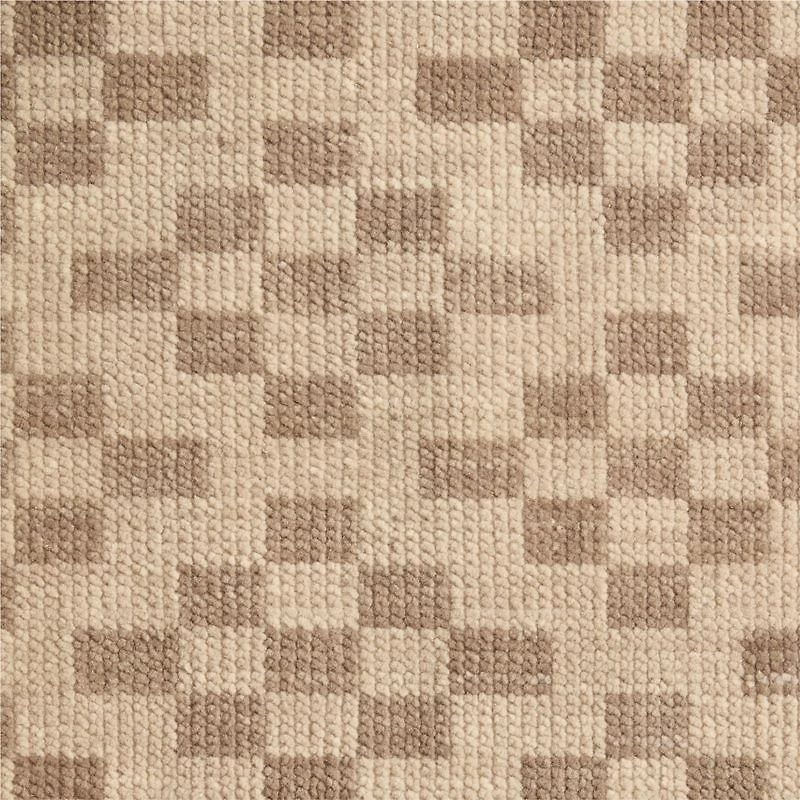 Sydney Wool Checker Taupe Handknotted Area Rug 8'x10'