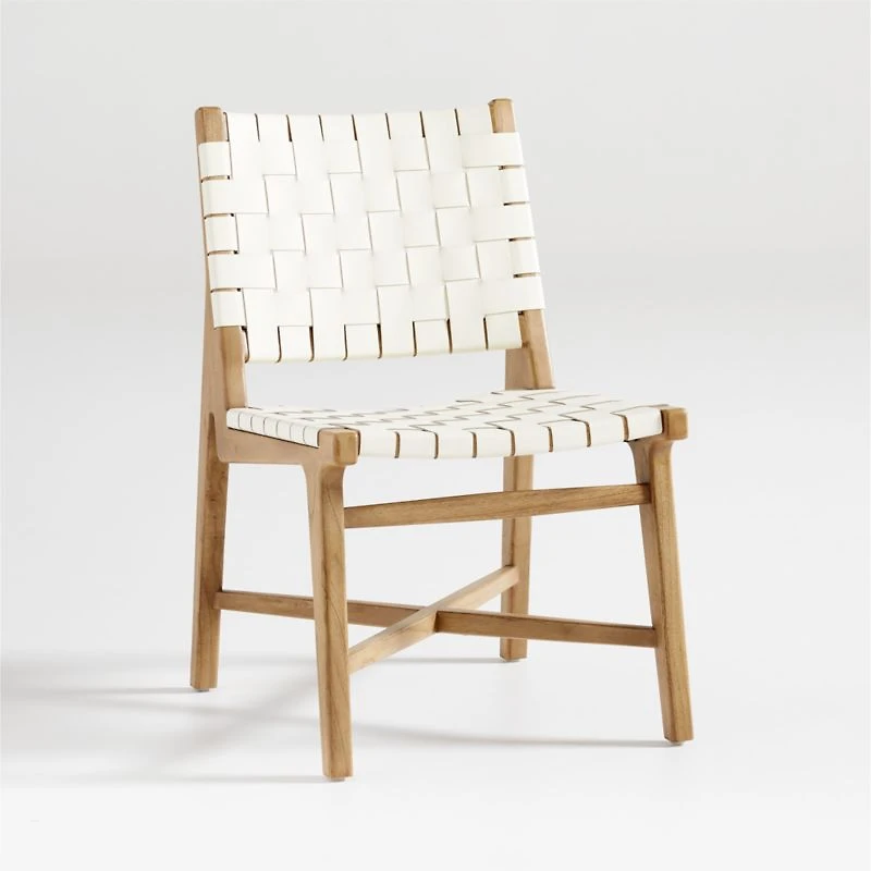 Taj White Leather Side Chair