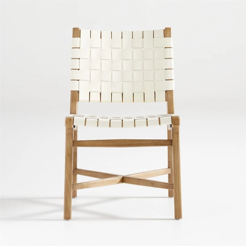 Taj White Leather Side Chair
