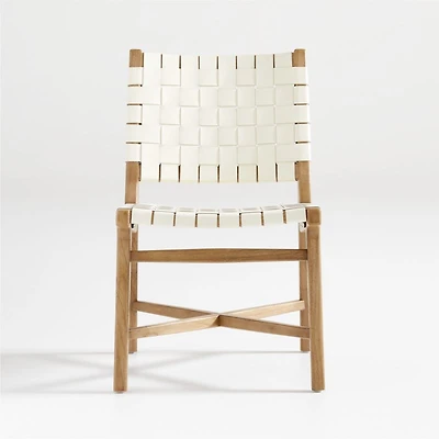 Taj White Leather Side Chair