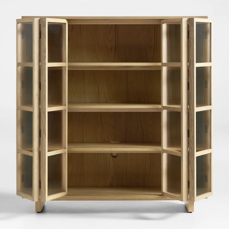 Tansu 48" Glass and Oak Storage Display Cabinet