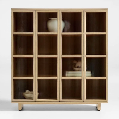 Tansu 48" Glass and Oak Storage Display Cabinet