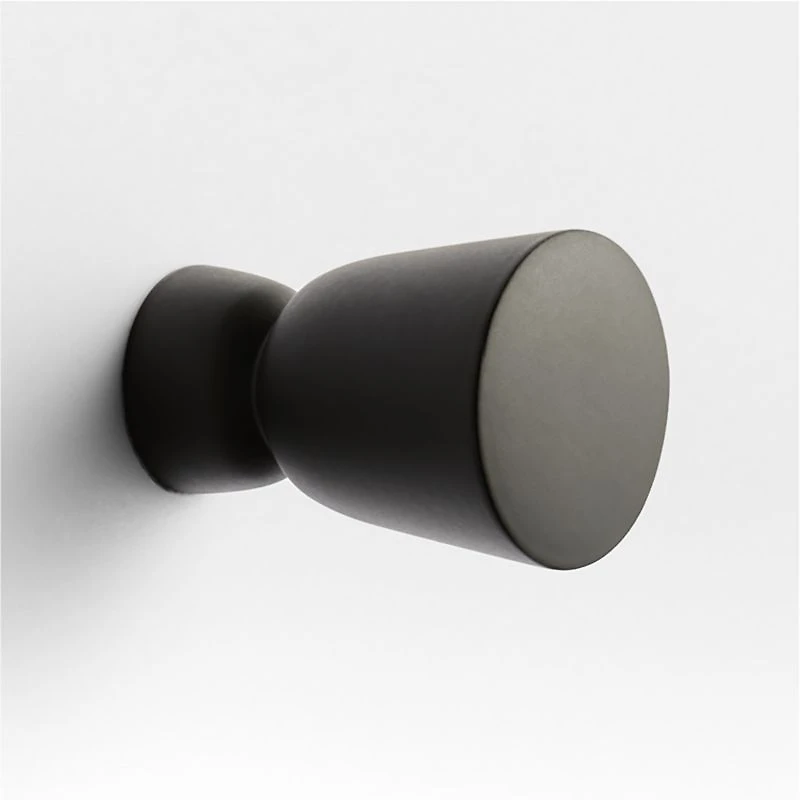 Taper Round Matte Black Cabinet Knob