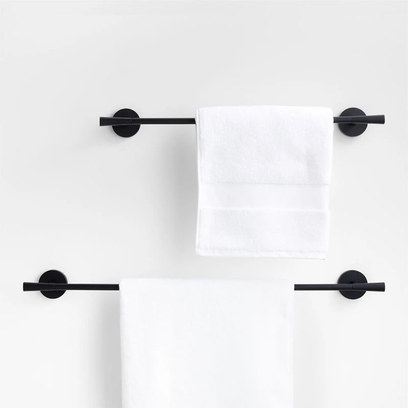 Tapered Matte Black Bath Towel Bar 24"