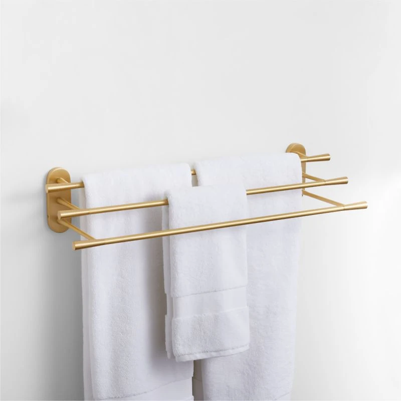 Tapered Brushed Brass Wall-Mounted Bathroom Towel Rack