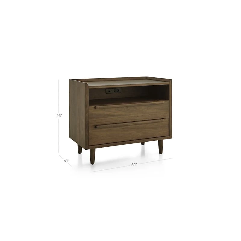 Tate 32" Black Charging Nightstand