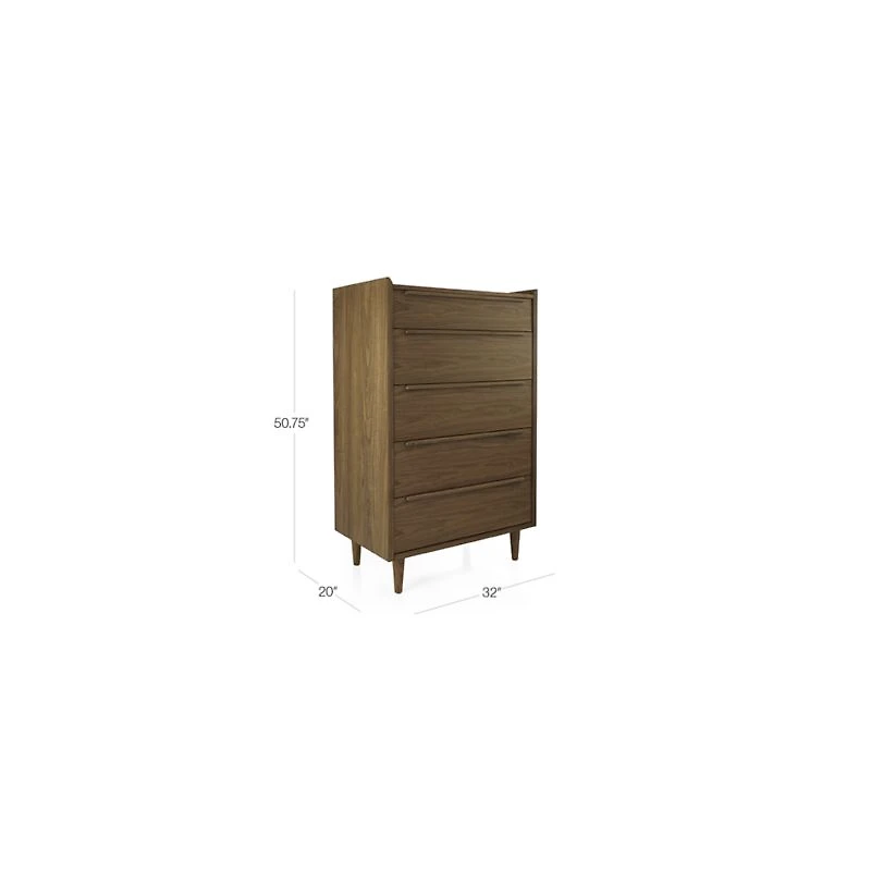 Tate 32" Black 5-Drawer Tall Dresser