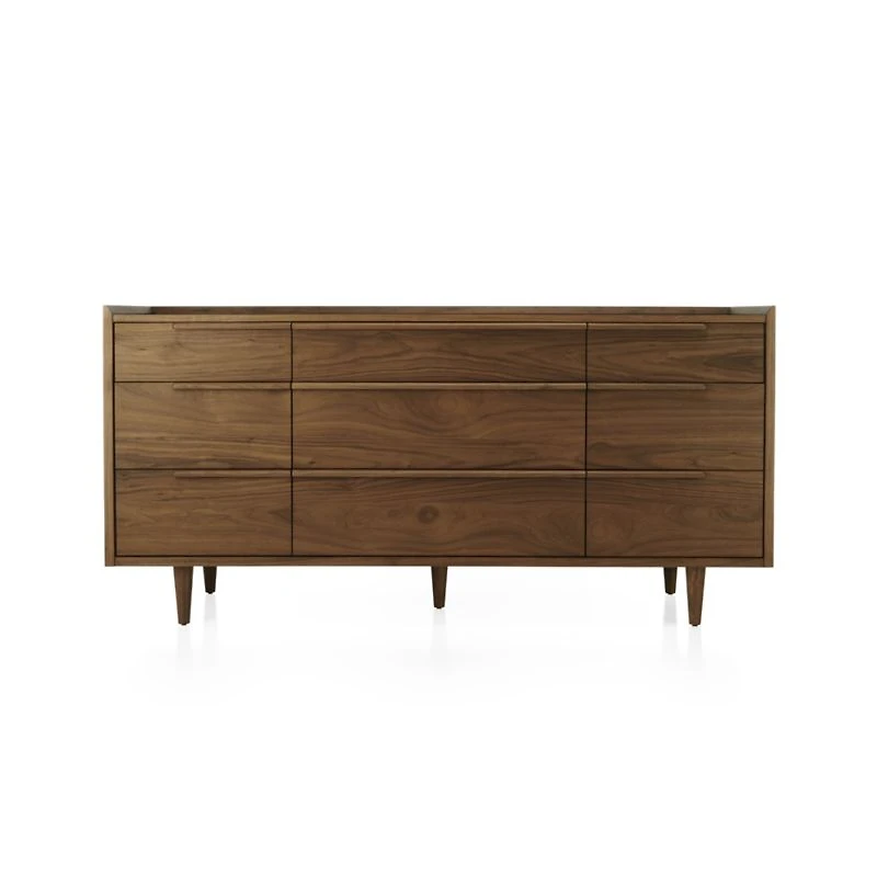 Tate 68" Walnut 9-Drawer Dresser