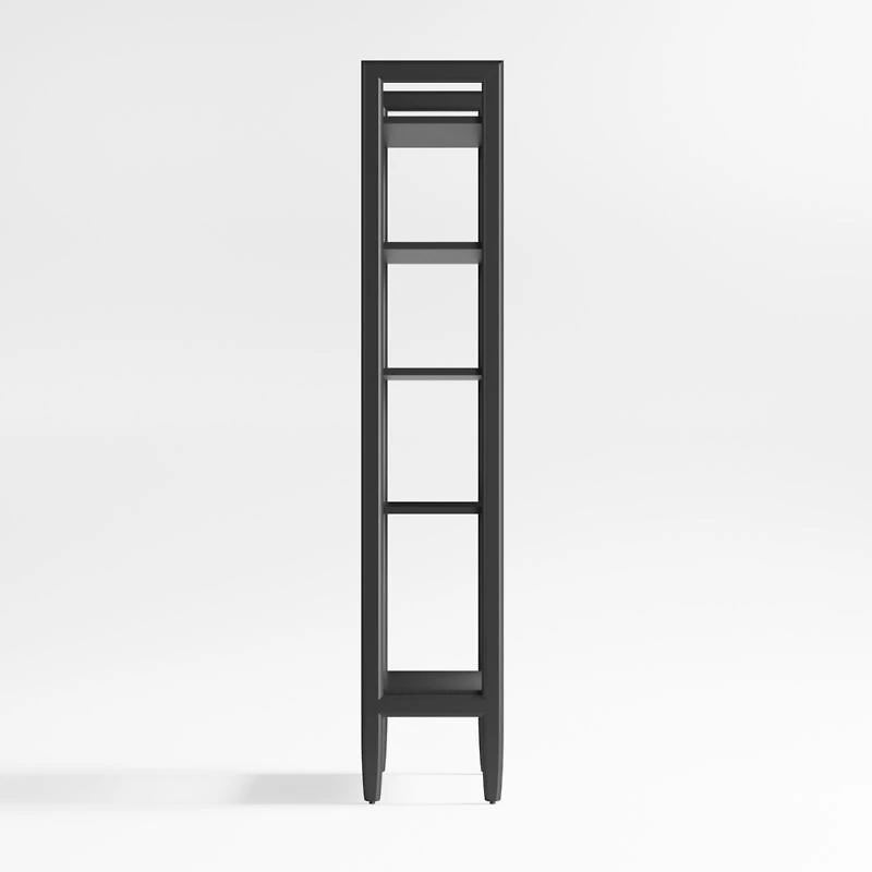 Tate 22" Black Wood 5-Shelf Narrow Bookshelf