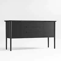 Tate 62" Black Wood Midcentury Credenza