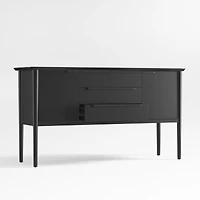 Tate 62" Black Wood Midcentury Credenza
