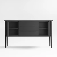 Tate 62" Black Wood Midcentury Credenza