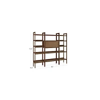 Tate 80" Walnut Bookcase Bar Cabinet with 2 Bookshelves