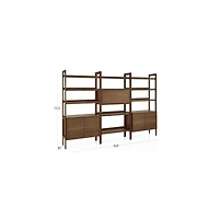 Tate 108" Walnut Bookcase Bar Cabinet with 2 Bookcase Cabinets