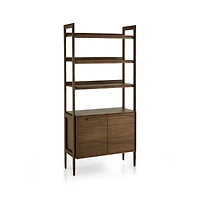 Tate 36" Walnut Wood 3-Shelf Storage Bookcase Cabinet