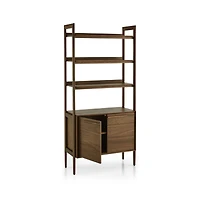 Tate 36" Walnut Wood 3-Shelf Storage Bookcase Cabinet