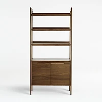 Tate 36" Walnut Wood 3-Shelf Storage Bookcase Cabinet