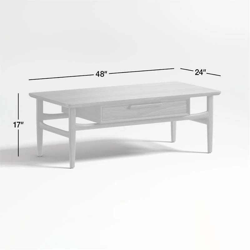 Tate Walnut Wood 48" Rectangular Storage Coffee Table