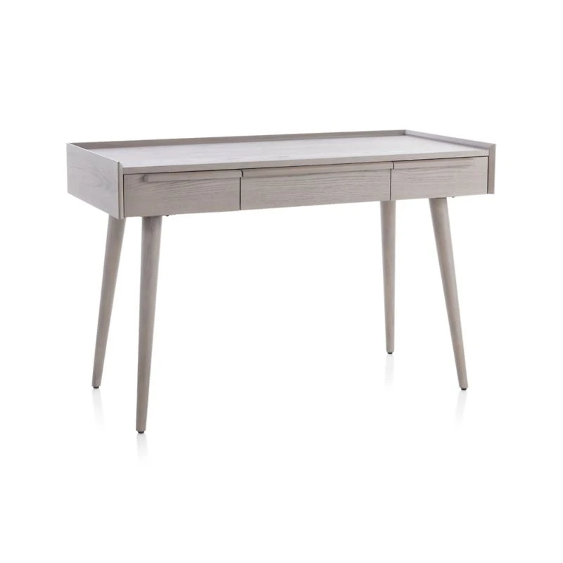 Tate 48" Stone Grey Wood Desk with Outlet