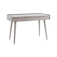Tate 48" Stone Grey Wood Desk with Outlet