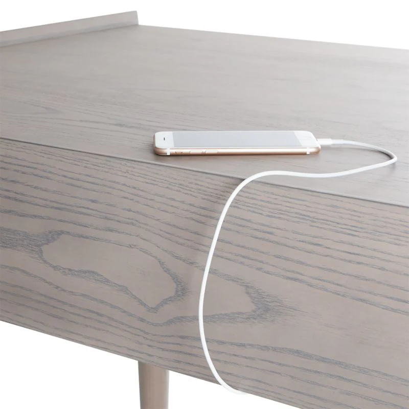Tate 48" Stone Grey Wood Desk with Outlet