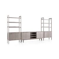 Tate Stone 80" Storage Media Console with 2 Bookcase Cabinets