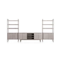 Tate Stone 80" Storage Media Console with 2 Bookcase Cabinets