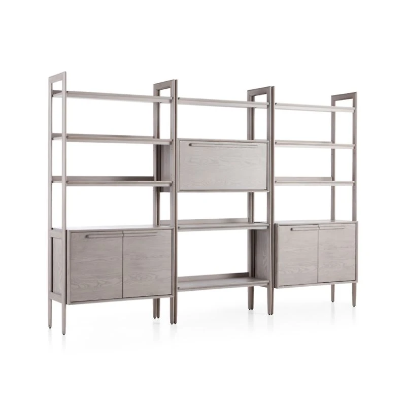 Tate Stone Bookcase Bar with 2 Bookcase Cabinets