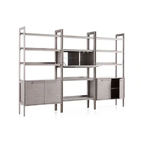 Tate Stone Bookcase Bar with 2 Bookcase Cabinets