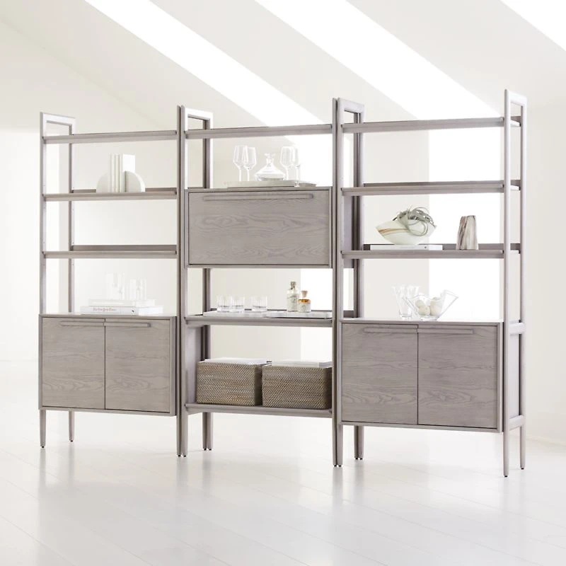 Tate Stone Bookcase Bar with 2 Bookcase Cabinets