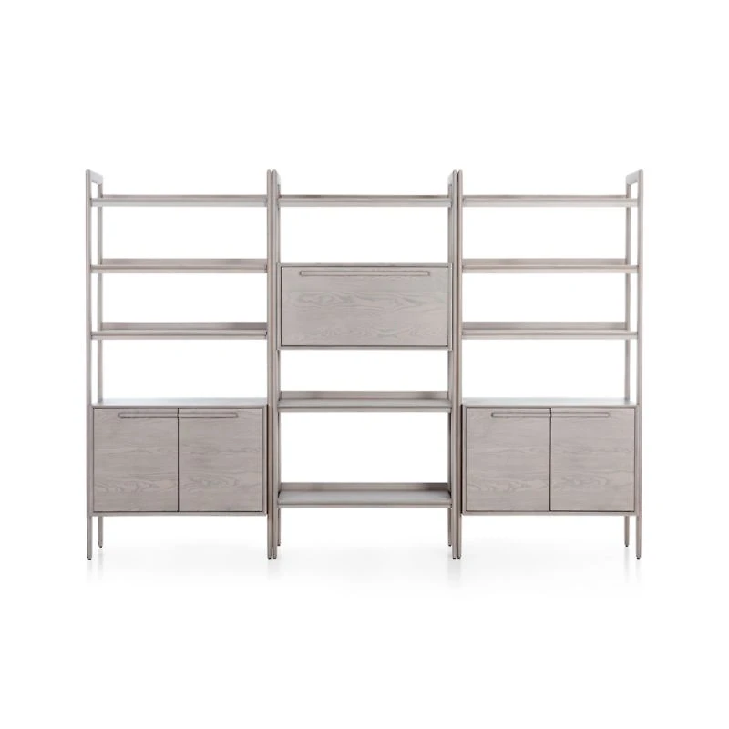 Tate Stone Bookcase Bar with 2 Bookcase Cabinets