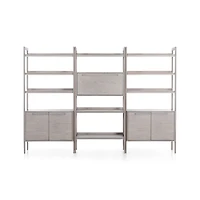 Tate Stone Bookcase Bar with 2 Bookcase Cabinets