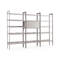 Tate Stone Bookcase Bar with 2 Wide Bookcases