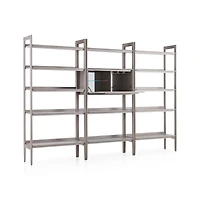 Tate Stone Bookcase Bar with 2 Wide Bookcases