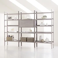 Tate Stone Bookcase Bar with 2 Wide Bookcases