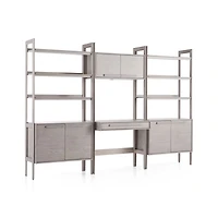Tate Stone Bookcase Desk with Outlet and 2 Bookcase Cabinets