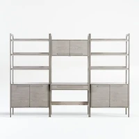 Tate Stone Bookcase Desk with Outlet and 2 Bookcase Cabinets