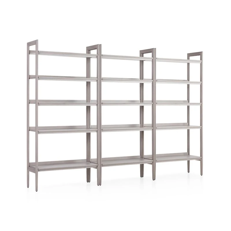 Tate Stone Wide Bookcases, Set of 3