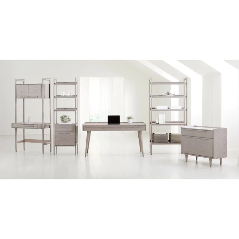 Tate 48" Stone Grey Wood Desk with Outlet