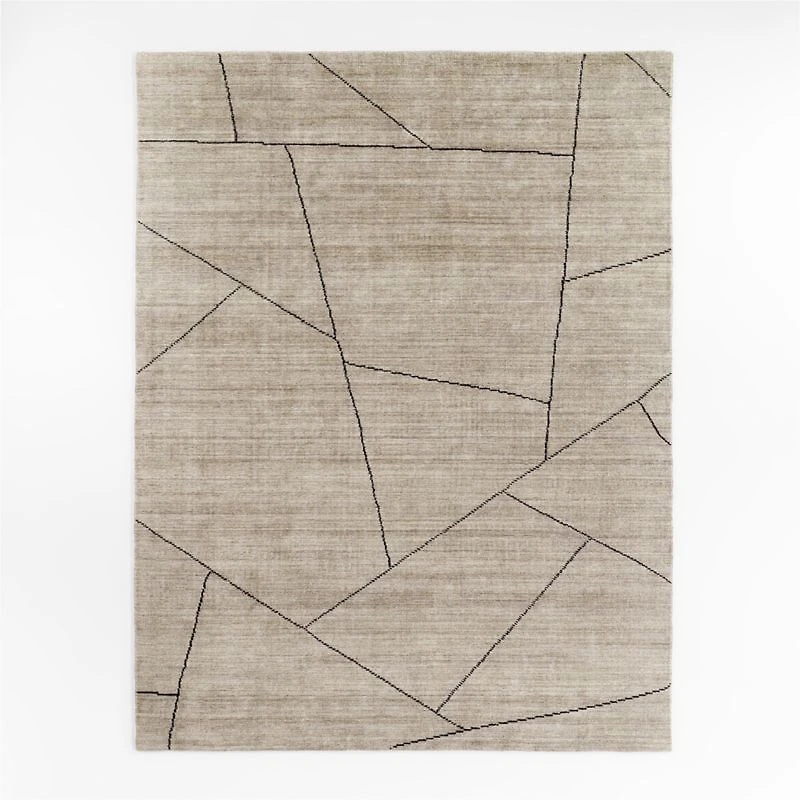 Teramo Performance Handwoven Abstract Dark Taupe Area Rug 6'x9'