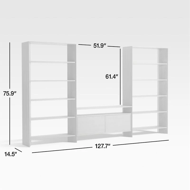 Terrazza 2-Door 52" Storage Media Console with 2 Bookcases