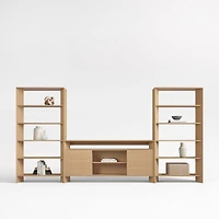 Terrazza 148" Natural Solid Oak Wood Storage Media Console Set
