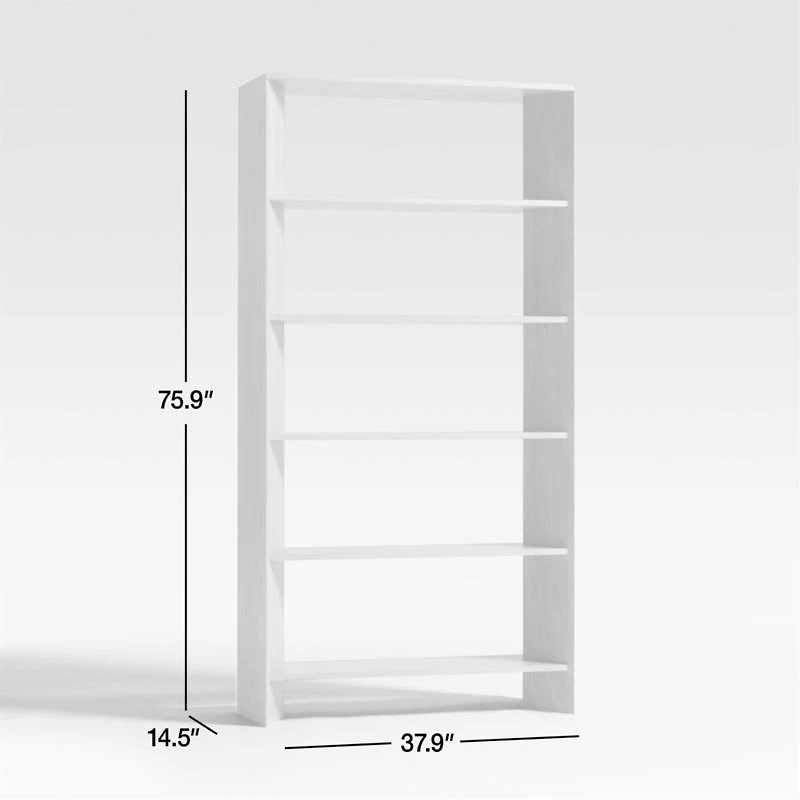 Terrazza 38" Natural Solid Oak Wood 5-Shelf Storage Bookshelf